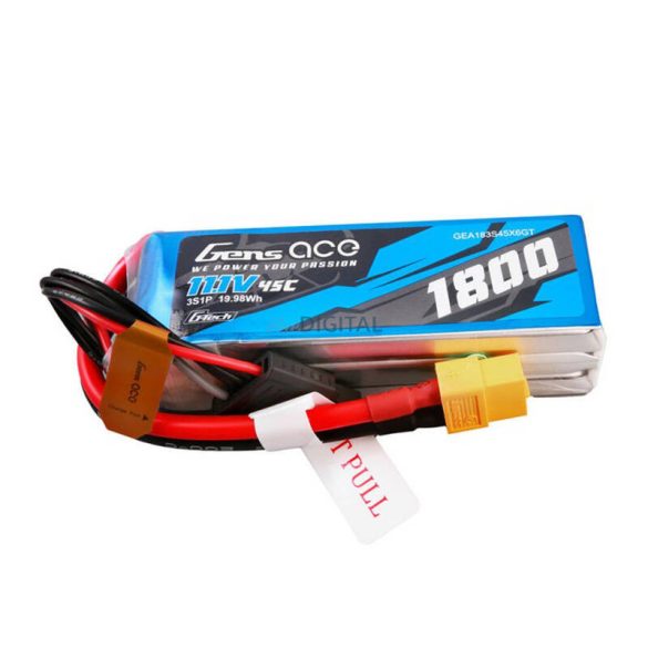 Gens Ace G-Tech 1800mAh 11.1V 45C 3S1P Lipo akkumulátor PackXT60 Plug