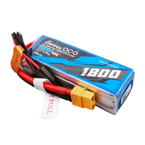 Gens Ace G-Tech 1800mAh 11.1V 45C 3S1P Lipo akkumulátor PackXT60 Plug