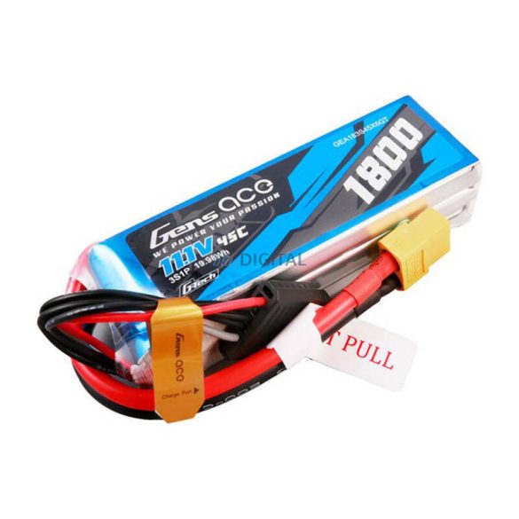 Gens Ace G-Tech 1800mAh 11.1V 45C 3S1P Lipo akkumulátor PackXT60 Plug