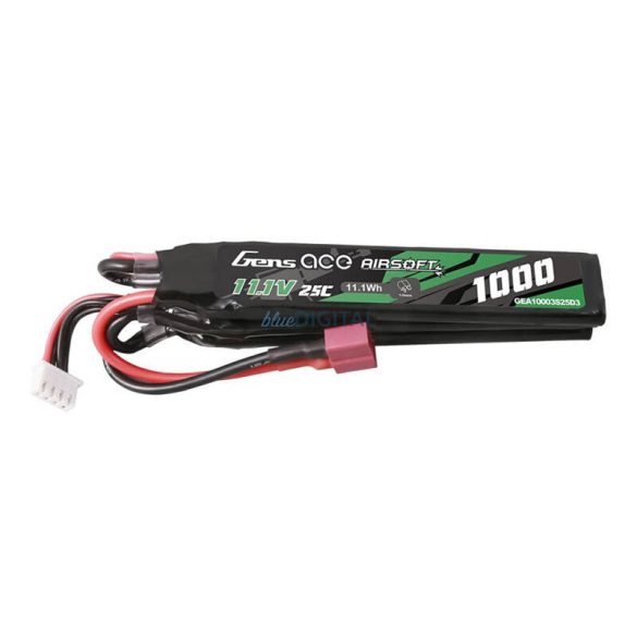 Gens ace 25C 1000mAh 3S1P 11.1V Nunchuck 3X Airsoft Gun Lipo akkumulátorT Plug