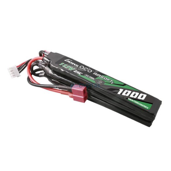 Gens ace 25C 1000mAh 3S1P 11.1V Nunchuck 3X Airsoft Gun Lipo akkumulátorT Plug