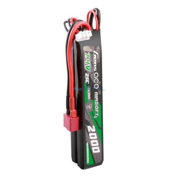 Gens Ace 25C 2000mAh 2S2P 7.4V nyerges Airsoft Gun Lipo akkumulátormini Deans(T) Plug