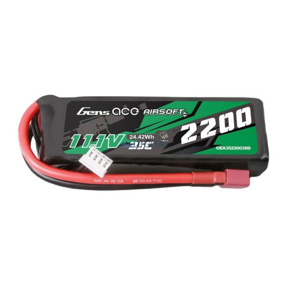 Gens ace 35C 2200mAh 3S1P 11.1V Airsoft Gun Lipo akkumulátorT Plug