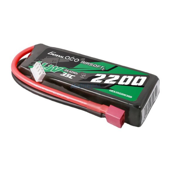 Gens ace 35C 2200mAh 3S1P 11.1V Airsoft Gun Lipo akkumulátorT Plug