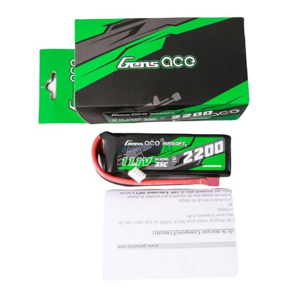 Gens ace 35C 2200mAh 3S1P 11.1V Airsoft Gun Lipo akkumulátorT Plug