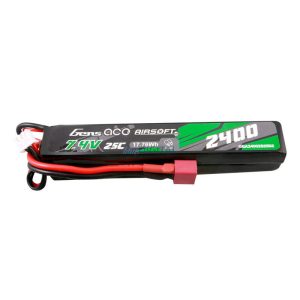 Gens ace 25C 2400mAh 2S2P 7.4V nyerges Airsoft Gun Lipo akkumulátormini Deans(T) dugó