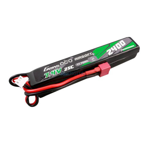 Gens ace 25C 2400mAh 2S2P 7.4V nyerges Airsoft Gun Lipo akkumulátormini Deans(T) dugó