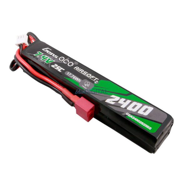 Gens ace 25C 2400mAh 2S2P 7.4V nyerges Airsoft Gun Lipo akkumulátormini Deans(T) dugó