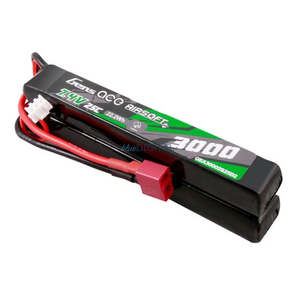 Gens ace 25C 3000mAh 2S2P 7.4V nyerges Airsoft Gun Lipo akkumulátormini Deans(T) dugó