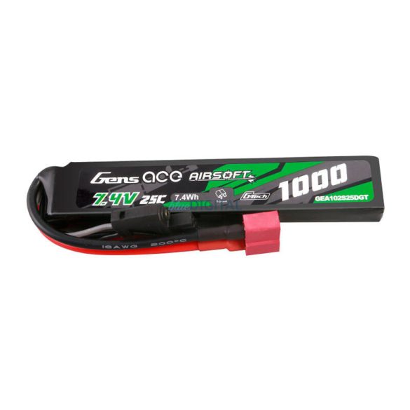 Gens ace G-Tech 25C 1000mAh 2S1P 7.4V Airsoft Gun Lipo akkumulátorT Plug