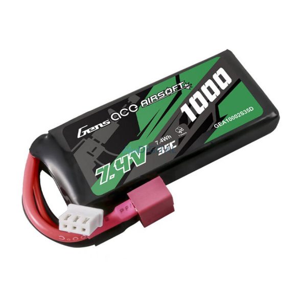 Gens ace 35C 1000mAh 2S1P 7.4V Airsoft Gun Lipo akkumulátorT Plug