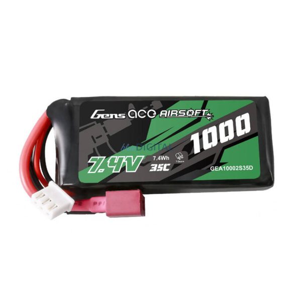 Gens ace 35C 1000mAh 2S1P 7.4V Airsoft Gun Lipo akkumulátorT Plug