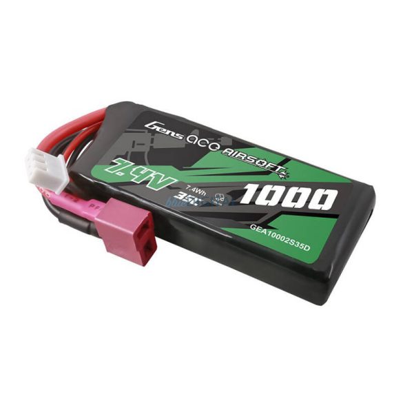 Gens ace 35C 1000mAh 2S1P 7.4V Airsoft Gun Lipo akkumulátorT Plug