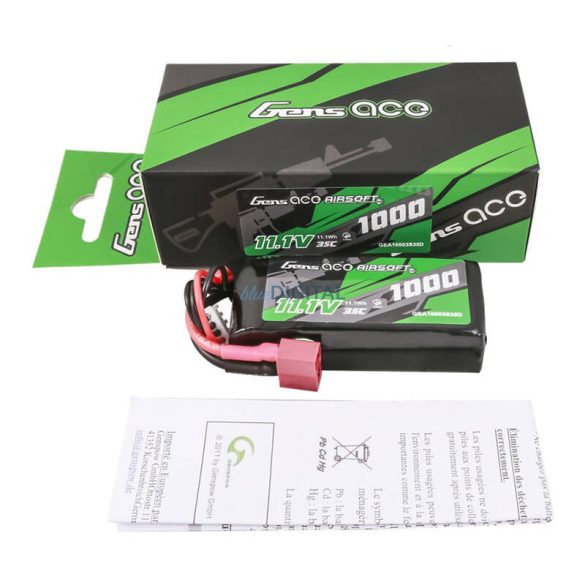 Gens ace 35C 1000mAh 3S1P 11.1V Airsoft Gun Lipo akkumulátorT Plug