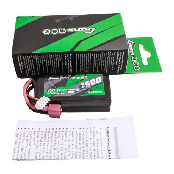 Gens ace 35C 1500mAh 3S1P 11.1V Airsoft Gun Lipo akkumulátorT Plug