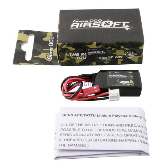 Gens ace 250mAh 7.4V 35C 2S1P Airsoft Gun Lipo akkumulátor JST-SYP Plug JST-SYP Plug