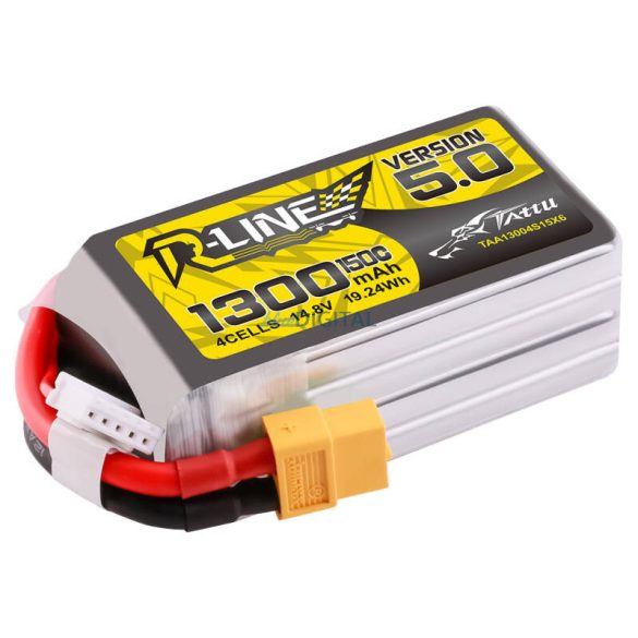 Tattu R-Line Version 5.0 1300mAh 14.8V 150C 4S1P Lipo akkumulátor csomagXT60 Plug