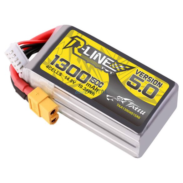 Tattu R-Line Version 5.0 1300mAh 14.8V 150C 4S1P Lipo akkumulátor csomagXT60 Plug