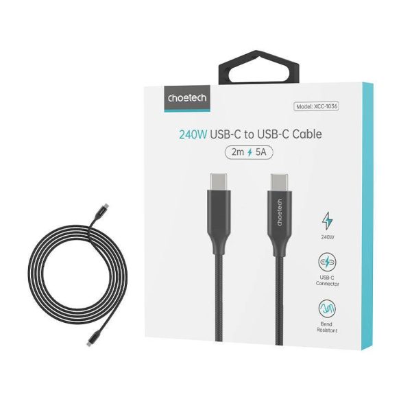 Choetech XCC-1036 kábel USB-C ről USB-C 240W 2m (fekete)