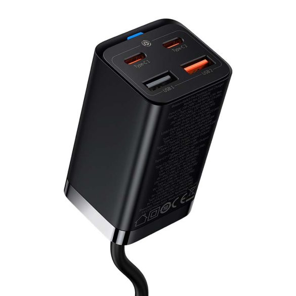 Baseus gyorstöltő GaN3 Pro, 2x USB-C, 2x USB, 65W (fekete)