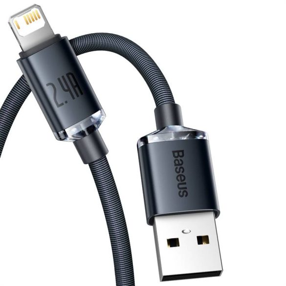 USB-kábel a Lightning Baseus Crystal, 2.4A, 1.2m (Fekete)