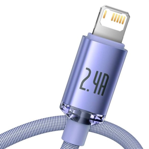 USB-kábel Lightning Baseus Crystal Shine, 2.4A, 2m (Ibolya)