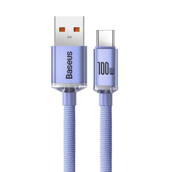 USB-kábel a USB-C Baseus Crystal Shine, 5A, 1.2m (ibolya)