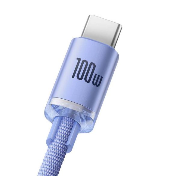 USB-kábel a USB-C Baseus Crystal Shine, 5A, 1.2m (ibolya)