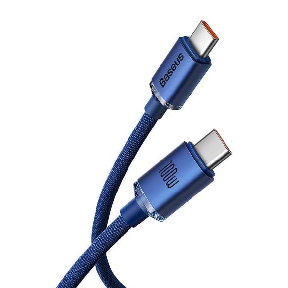USB-C-kábel a USB-C Baseus Crystal Shine, 100W, 2m (kék)