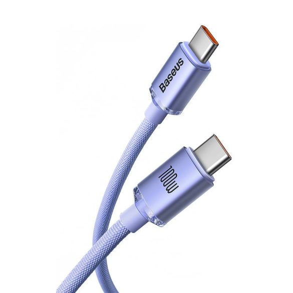 USB-C-kábel a USB-C Baseus Crystal Shine, 100W, 2m (ibolya)