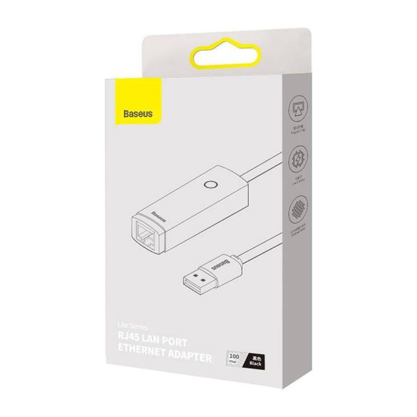 Baseus Lite Series USB – RJ45 hálózati adapter, 100Mbps (fekete)