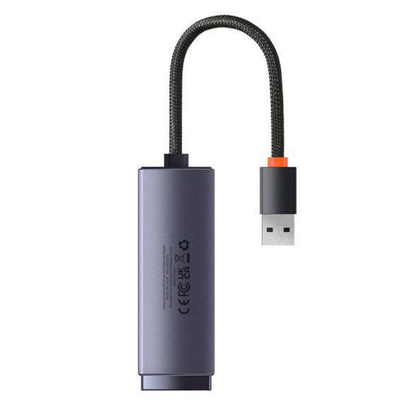 Baseus Lite Series USB–RJ45 hálózati adapter, 100 Mbps (szürke)