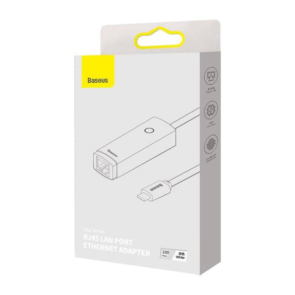 Baseus Lite Series USB-C – RJ45 hálózati adapter, 100Mbps (fehér)