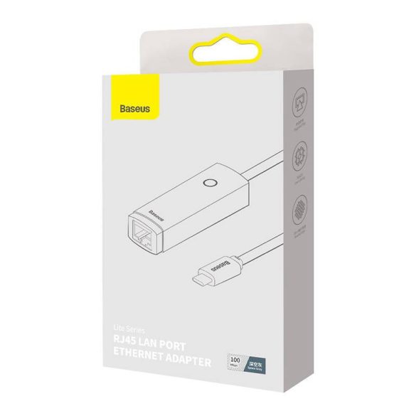 Baseus Lite Series USB-C–RJ45 hálózati adapter, 100 Mbps (szürke)