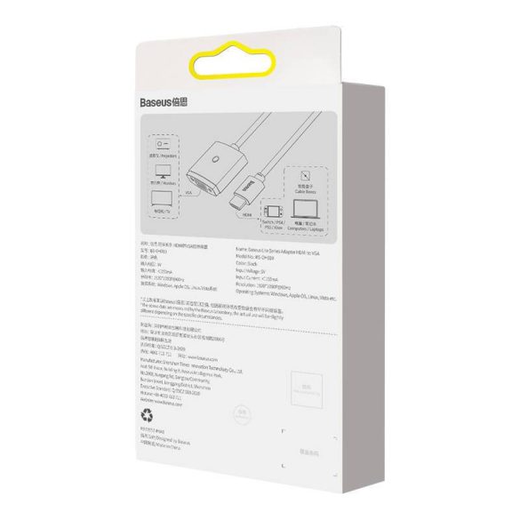 Baseus Lite Series HDMI-VGA adapter (fekete)