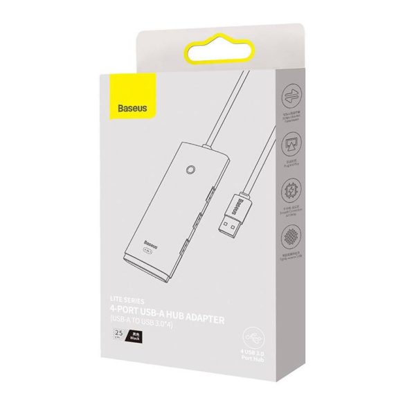 Baseus Lite Series 4 az 1-ben USB - 4x USB 3.0 hub, 25 cm (fekete)