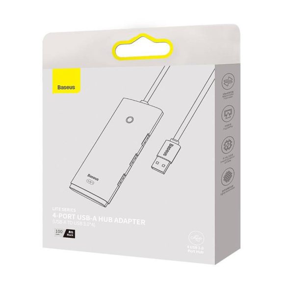 Baseus Lite Series 4 az 1-ben USB - 4x USB 3.0 hub, 1m (fekete)