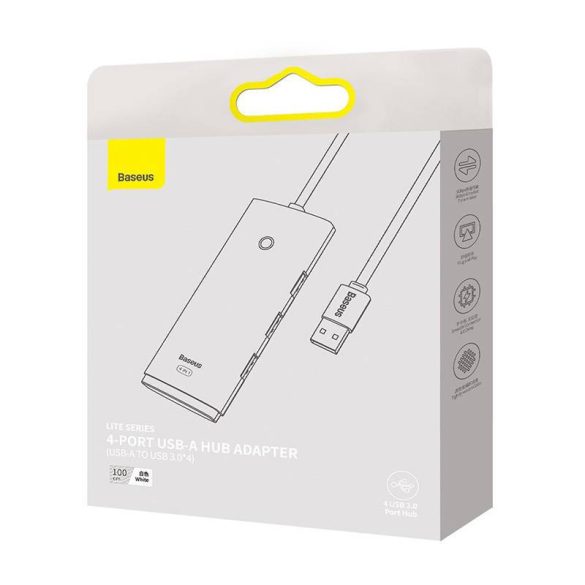 Baseus Lite Series 4 az 1-ben USB - 4x USB 3.0 hub, 1m (Fehér)