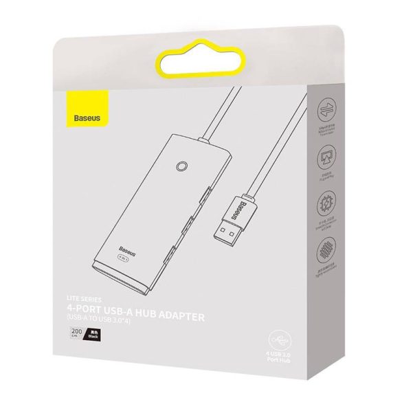 Baseus Lite Series 4 az 1-ben USB - 4x USB 3.0 hub, 2m (fekete)