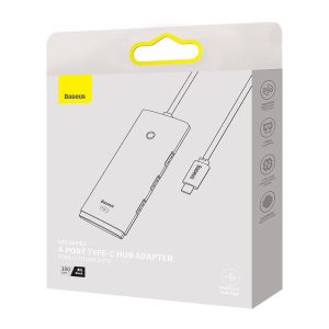 Baseus Lite Series Hub 4in1 USB-C 4x USB 3.0 + USB-C, 1m (fekete)