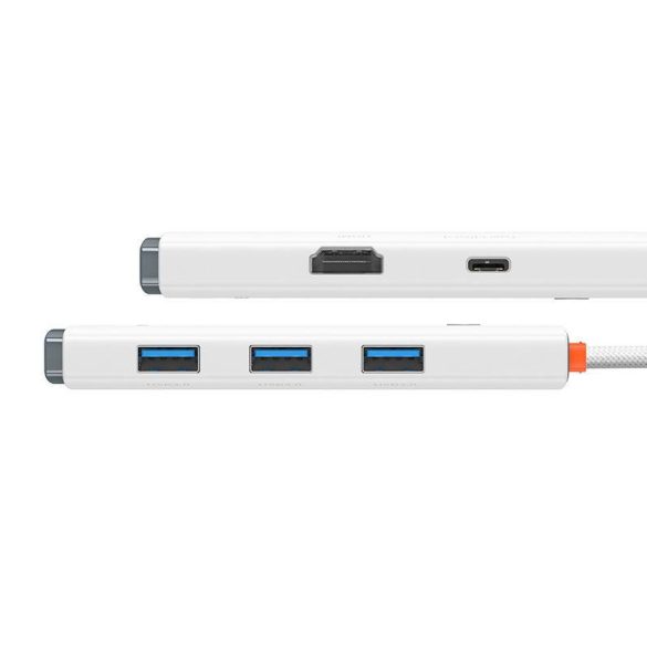 5in1 Baseus Lite sorozat USB-C 3x USB 3.0 + USB-C + HDMI hub (fehér)