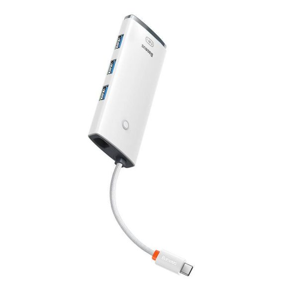 5in1 Baseus Lite sorozat USB-C 3x USB 3.0 + USB-C + HDMI hub (fehér)