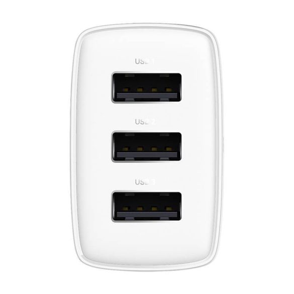 Baseus kompakt gyorstöltő, 3x USB, 17W (fehér)