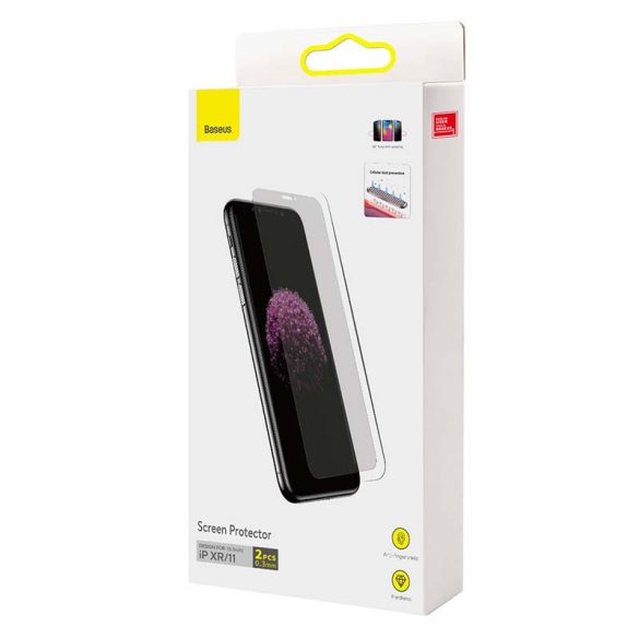 Baseus edzett üvegfólia 0,3mm iPhone XR/11 készülékhez (2 db)