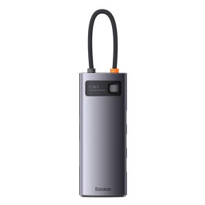 Baseus Metal Gleam Series 6 az 1-ben hub elosztó, USB-C - 3x USB 3.0 + USB-C PD +  microSD/SD