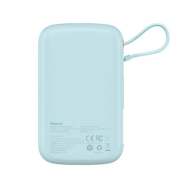 Powerbank Baseus Qpow Pro Lightning kábellel, USB-C, USB, 10000mAh, 20W (kék)