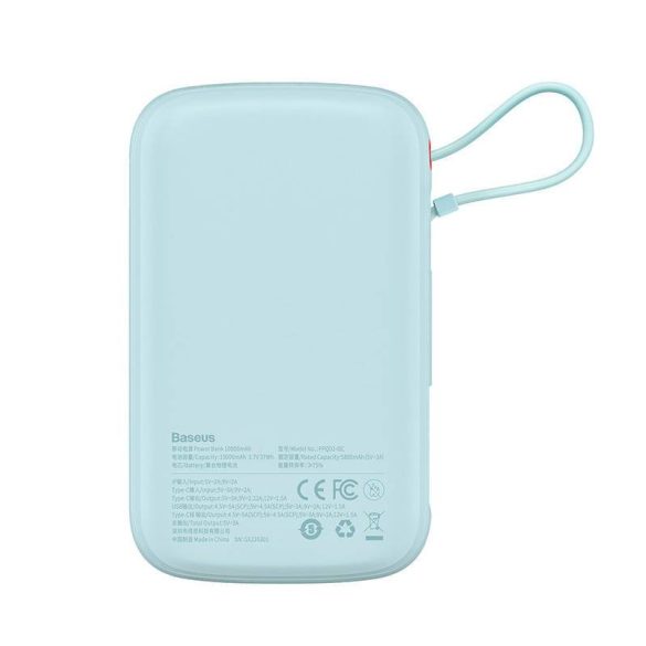 Powerbank Baseus Qpow Pro USB-C kábellel, USB-C, USB, 10000mAh, 22.5W (kék)