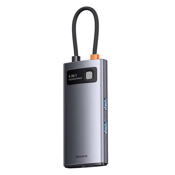 Baseus Metal Gleam sorozat 4 az 1-ben hub, USB-C - 3x USB 3.0 / Ethernet RJ45