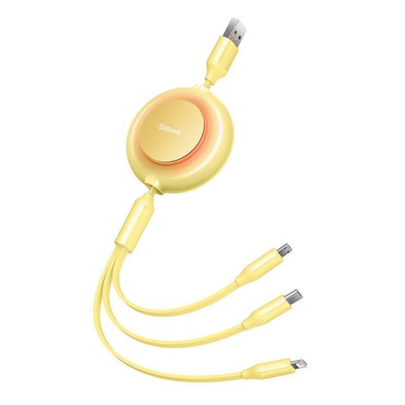 Baseus Bright Mirror 2, 3 az 1-ben Mikro USB / Lightning / USB-C kábel, 3.5 A, 1.1 m (sárga)