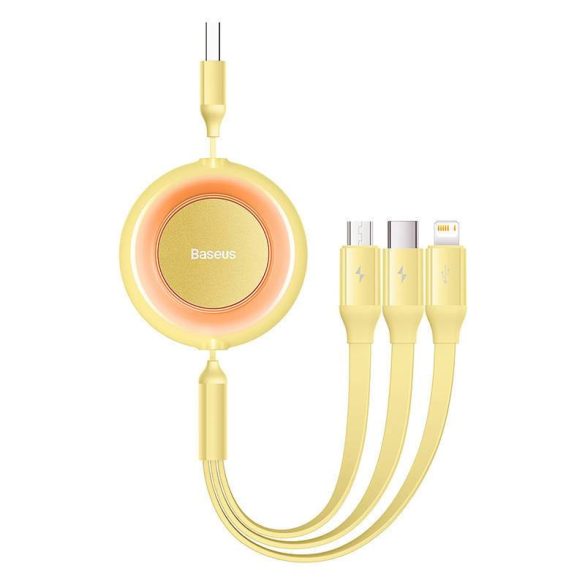 Baseus Bright Mirror 2, 3 az 1-ben Mikro USB / Lightning / USB-C kábel, 3.5 A, 1.1 m (sárga)